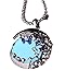 Jade Onlines fashion Antique Retro Vintage Feel Blue Ruby Rhinestone Moon Pendant Long Chain Necklace Suitable for Female Sweater