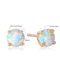 GEMSME Pendientes de tuerca de oro rosa de 18 quilates, 0.236 in, redondos, para mujer