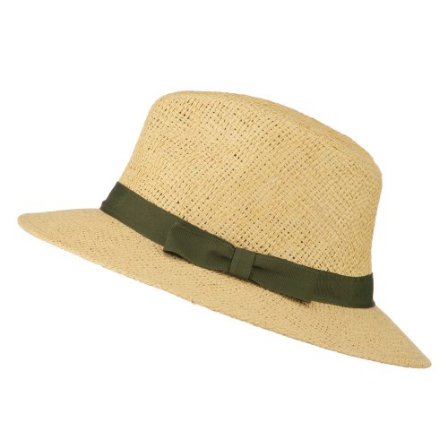 Panama Hat With Color Band - Olive OSFM
