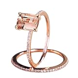 Keliay Rose Gold Engagement Ring with A Fine Small Square Zircon Ring
