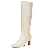 Athlefit Knee High Boots Women Chunky Heel Square