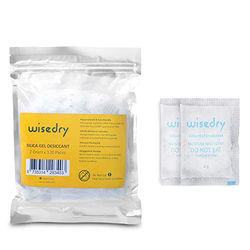2 Gram [120 Packs] wisedry Small Silica Gel Packets Desiccants with Indicating Beads for Food Storage Moisture Absorbers Bags for Storage Food Grade - Thumbnail 7