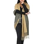 Ypser Oversized 2 Tone Cashmere Shawl Wrap Stole Scarf Soft Pashmina Cape Scarves