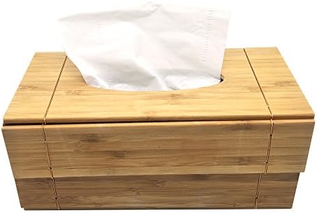 Bamboo Tissue Rectangular Paper Boxes Facial Tissue Box Cover Holder for Bathroom Vanity Countertops 1pc