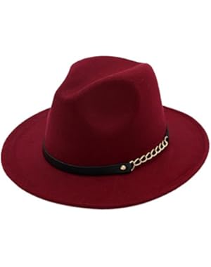 Women Winter Solid Color Jazz Hat Adult Felt Trilby Bowler Cap,Wider Brim