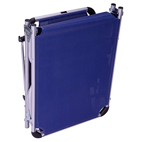 Divero Sonnenliege mit Dach blau 187x57x30 cm Keret klappbar 5fach verstellbar Gartenliege Aluminiumrahmen Dreibeinliege wetterfest robust – Bild 4