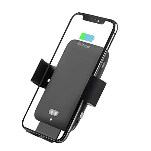 Fheaven Wireless Car Charger Mount, Voice Activate Auto Clamping Qi 10/7.5W Fast Charging For Samsung S10 S9 S8 Note 9 (Black a) - Thumbnail 5
