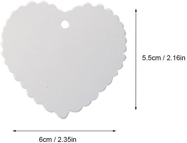G2PLUS Heart Shaped Paper Gift Tags, 100 PCS Blank Favors Labels, 5.5x6 CM Paper Hang Tags with String for Wedding Party Supplies - Image 3