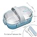 WORTHBUY Bento Lunch Box for Kids, 2 Compartments Stainless Steel Square Lunch Box with Portable Cutlery, Portion Control Food Storage Container Leakproof, BPA Free(Blue)