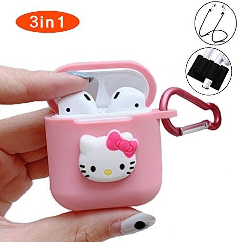 Compatible for AirPods Case Cover,Rcligent Cute Cartoon Pink Soft Protective Silicone Case for Airpods 1&2