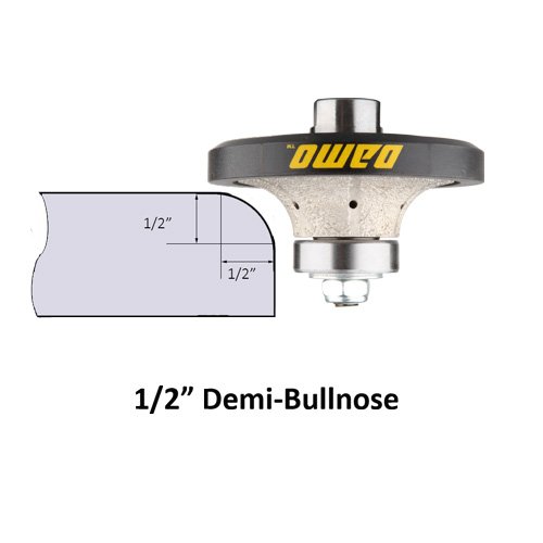 DAMO 1/2 inch Demi Bullnose Half Bullnose Roundover Diamond Hand Profiler Router Bit Profile Wheel with 5/8-11 Thread for Granite Concrete Marble Countertop Edge