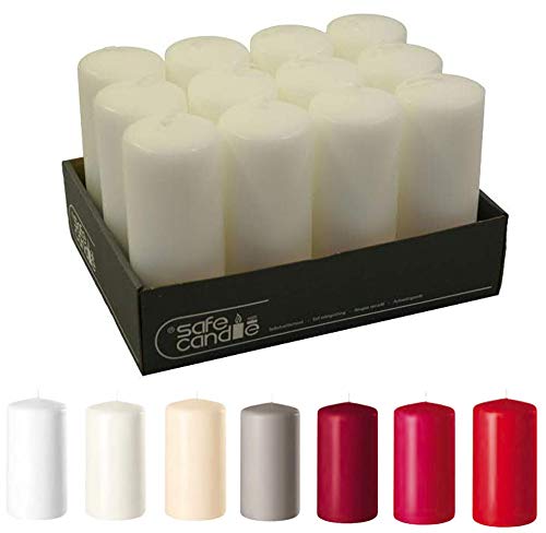 Pillar Candles - Wax Candles/Pillar Candles/Advent Candles (White, Large: Height 15 cm/Diameter 6 cm - Pack of 12)