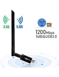 Smraza USB WiFi Adapter 1200Mbps, USB 3.0 WiFi 802.11 ac Adaptador de red inalámbrica con banda dual 2.4GHz   5.8GHz, Antena de alta ganancia de 5dBi para computadora portátil de escritorio Windows 7 8 10   Vista   XP, Mac