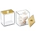 mDesign Modern Square Bathroom Vanity Countertop Storage Organizer Canister Jar for Cotton Swabs, Rounds, Balls, Makeup Sponges, Bath Salts - 2 Pack - Clear/Gold primary