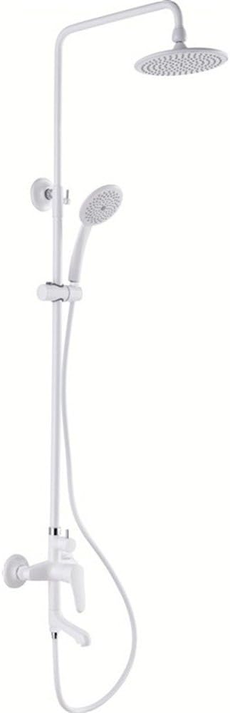 FHLYCF European style modern copper shower, white paint, hot and cold shower faucet hand shower set