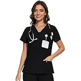 COZYFIT Scrubs for Women - V-Neck Women Scrub Tops with 3 Pockets,Soft Stretch