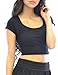 Azkara Womens Summer Cotton Short Sleeve Versatile Crop Top
