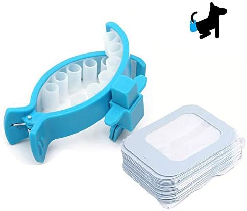 Ravifun Dog Poop Collector, Soft Silicone Clip Pooper Scooper Dog Tail Holder Hands Free Pet Faeces Container with 20 Pieces Bags, Size S/L