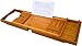 Bamboo Bath Tray Book Holder - Bathroom Bathtub Bath Caddy Organizer with Rubber Grips