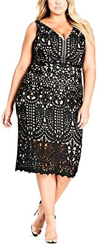 City Chic Trendy Plus Size All Class Lace Sheath Dress (M/18, Black)