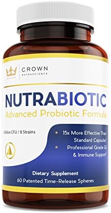 Advanced Probiotics Formula, 60 Spheres, Crown NutraScience - NutraBiotic 5 Billion CFU in Daily Time Release Spheres 15x More Effective than Capsules for Gut Balance and Digestive Health