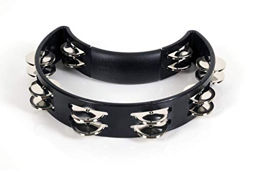 RhythmTech RT1010 Tambourine, Nickel Jingles, Black