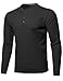 Men's Premium Quality Thermal Henley Crew Neck Long Sleeve T-Shirt