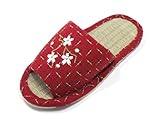 KNP GREEN LIFE Japanese Indoor Bamboo Tatami Women Slippers with Flower