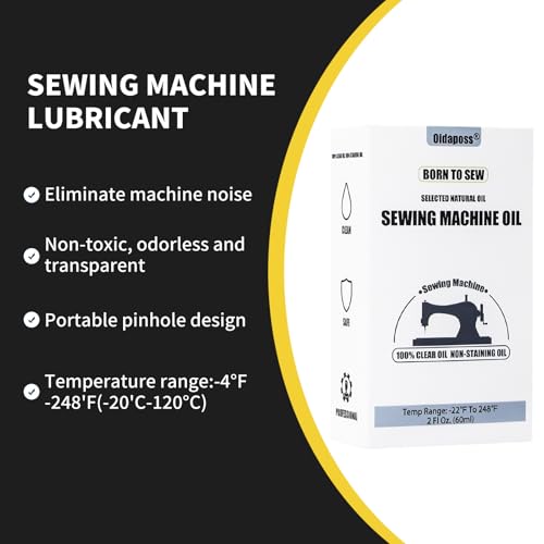 2FL.OZ. Sewing Machine Oil with Oil Applicator and 4 Type Sewing Machine Cleaning Brushes, Fine Light Machine Oil for Lubrication of All Sewing Machine Moving Parts