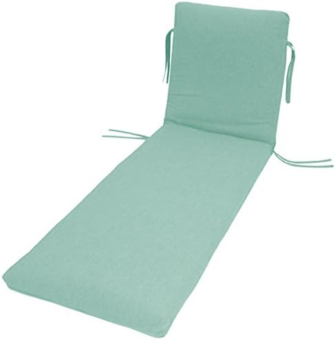 23W x 72L x 4H Hinge at 26"; Sunbrella Outdoor Waterfall Chaise Cushion in Glacier by Comfort Classics Made in USA.