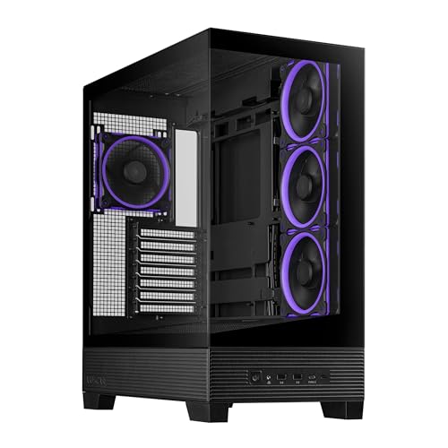 ASUS A31 Plus Black ATX case (Hidden-Connector motherboards, 360mm radiators and 380mm Graphics Cards, with Black or White Color Options, Four pre-Installed ARGB Fans, Clean Cable Management)