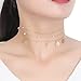 VK Accessories 3 PCS Multilayered Openwork Pedant Round Metal Chokers Necklaces Gold