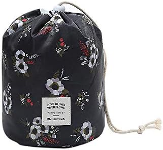 ANGESOLO Large Capacity Multifunctional Cosmetic Bag Drawstring Storage Bag Barrel Toiletry Bag Travel Portable
