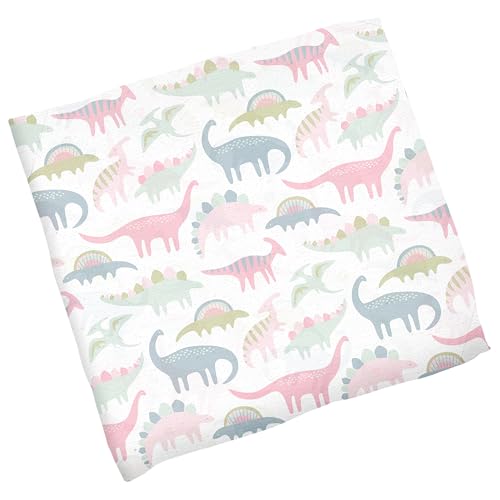 Stephen Joseph, Muslin Swaddle Blanket for Baby Girls and Boys, Newborn Receiving Blanket for Swaddling, 100% Cotton Baby Swaddle Wrap, Receiving Swaddle Wrap, 47 x 47 inches, Pink Dino