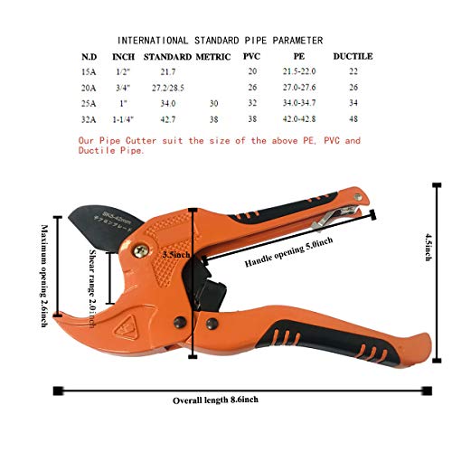 Zantlea Pipe and Tube Cutter, Ratcheting Hose Cutter Onehand Fast Pipe