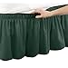 Collections Etc Wrap Around Bed Skirt, Easy Fit Elastic Dust Ruffle, Hunter Green, Queen/King