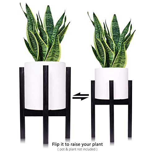 LEEPES Plant Stand Mid Century Modern Tall Flower Pot Stands Indoor Outdoor Metal Potted Plant Holder, Plants Display Rack Fits Up to 10 Inch Planter(Planter Not Included),Black