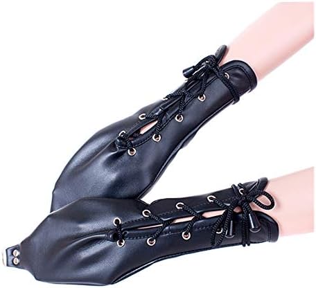 SYsweetheart Black Leather High-End Multi-Purpose Hangable Lacing Imprisonment Gloves