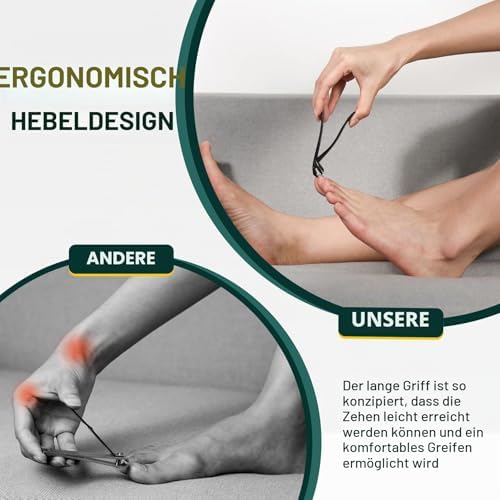 Nagelknipser groß mit Gebogenem Kopf, Fußnagelknipser für Senioren dicke Nägel mit Nagelfänger, Zehennagelknipser Präzisions für Männer und Frauen (Schwarz)