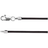 Sonia Jewels Solid 925 Sterling Silver 1.5mm Black Leather Cord Necklace Secure Lobster Clasp Closure 20"