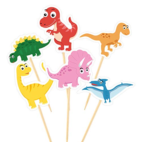 TUPARKA 60 Stücke Dinosaurier Cupcake Toppers Picks Nette Baby Dinosaurier Kuchen Topper für Dinosaurier Party Dekoration Lieferungen