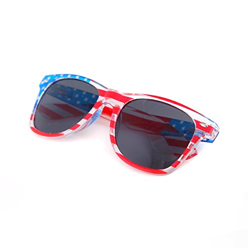 Shaderz Clear American America USA Flag Sunglasses Frame Retro 80's Dark Lenses