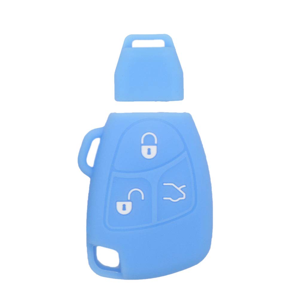 BROVACS Silicone Cover Protector Case Holder Skin Jacket Compatible with MERCEDES BENZ 3 Button Smart Remote Key Fob CV4956 Light Blue