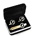 ORAZIO Engraved Tie Clip and Initial Cufflinks for Men Women Alphabet Letter M Cufflinks Tie Bar Set for Business Wedding Gold Tone