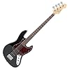 Rocktile Pro JB-30BK 70’s Deluxe E-Bass – Jazz-Style E-Bass – Body: Pappel – Hals: Ahorn – Griffbrett: Engineered Wood – 2 Single-Coil Tonabnehmer – 2 Volume-/ 1 Toneregler – Schwarz