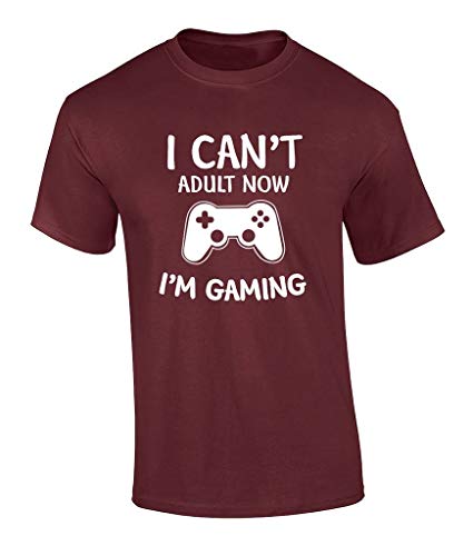Trenz Shirt Company Funny I Can’t Adult Now, I’m Gaming Controller Graphic Nerdy Video Game Geek Adult Short Sleeve T-shirt-Maroon-6xl