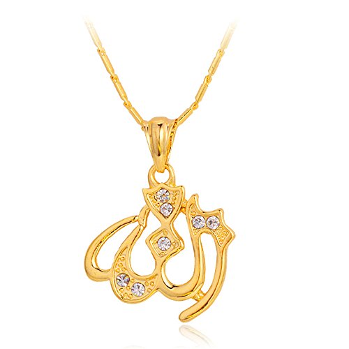 U7 platinum plated chain rhinestone shiny simple allah …