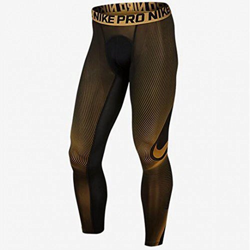 Men's Nike Pro Cool Compression Tights Black/Gold 724347-010 (XXL)