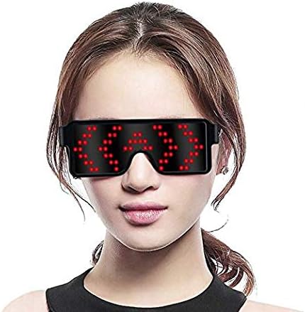 LED Light Glasses 8 Modes Quick Flash Party USB charge Luminous Christmas Gift (Red)
