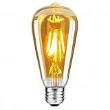 Vintage Edison Light Bulb,Oak Leaf 4W ST64 Antique LED Bulb Lights 40W Equivalent,E26 2200K Warm White 400lm,Amber Glass